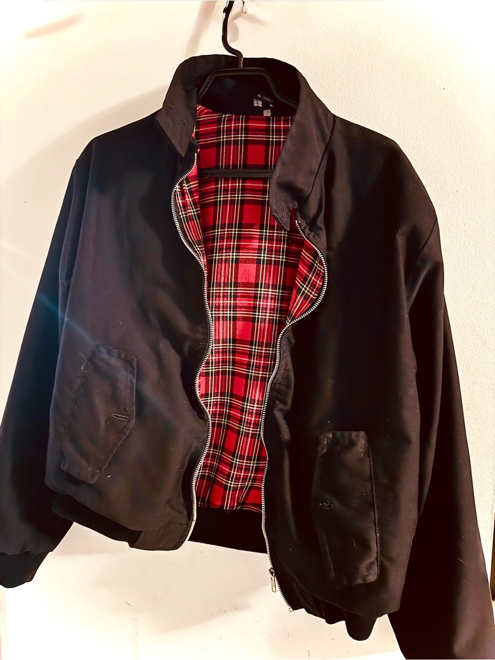 Vintage Harrington Jacket Men's Black Plaid Jacket - Made in England